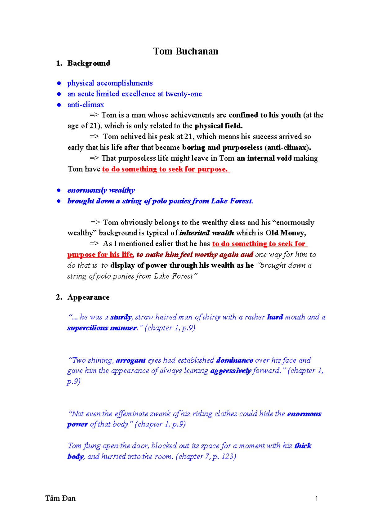 Tom Buchanan: A Study of Class Discrimination and Power Dynamics in ...