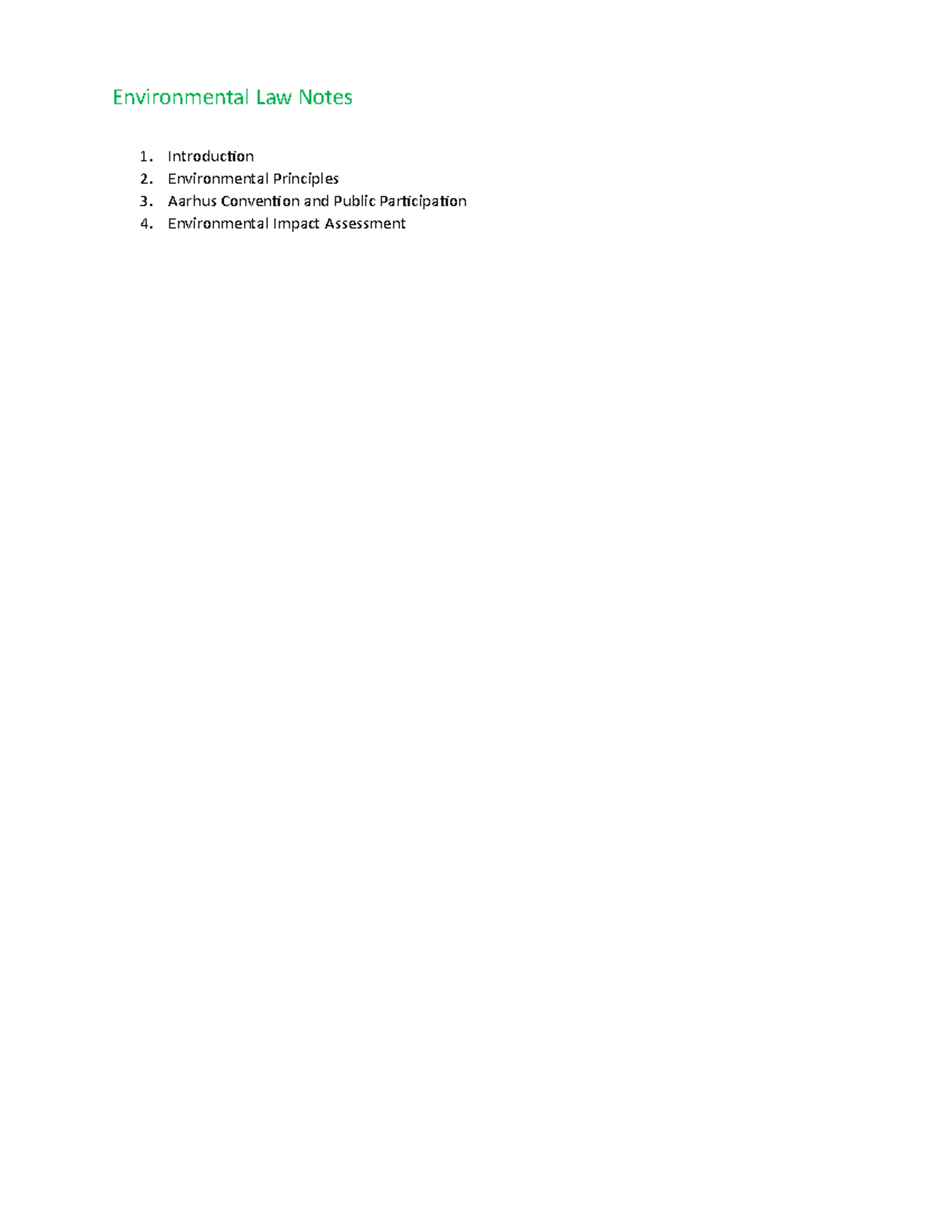Environmental Law Lecture Notes - Key Principles & Statutes - Studocu