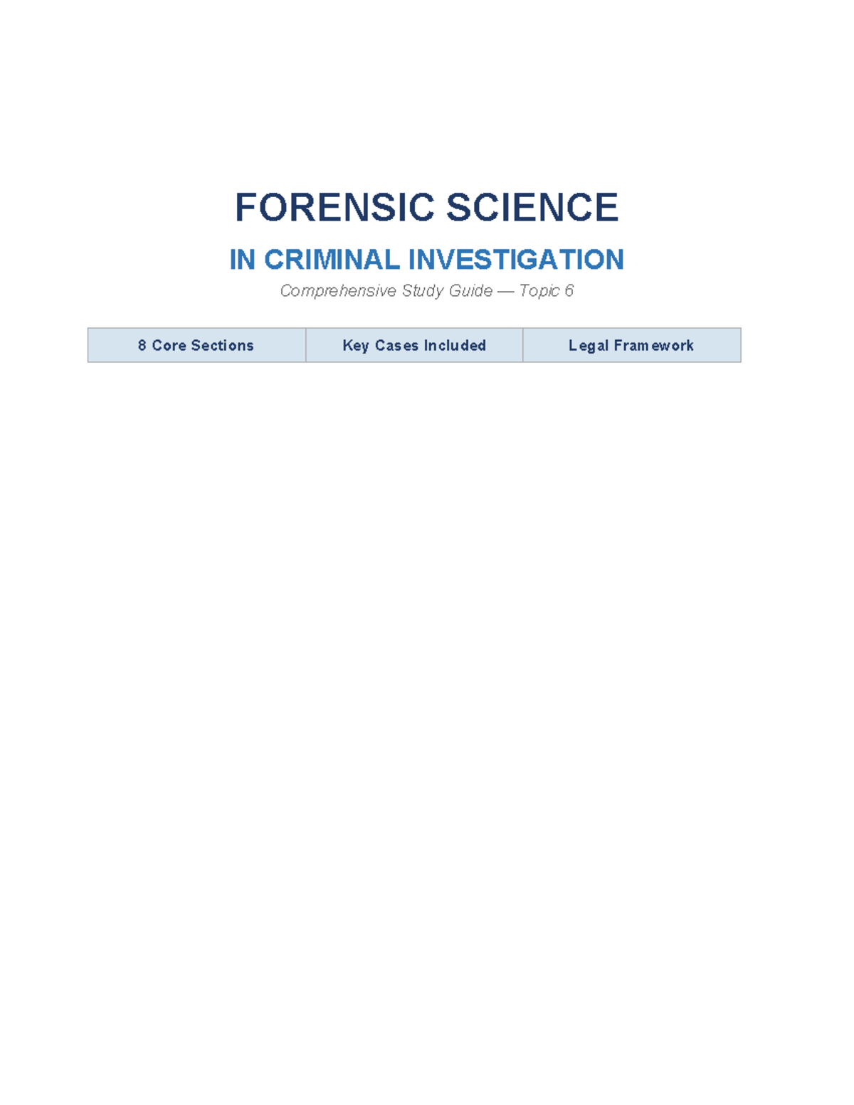 Forensic Science in Criminal Investigation: Comprehensive Study Guide ...
