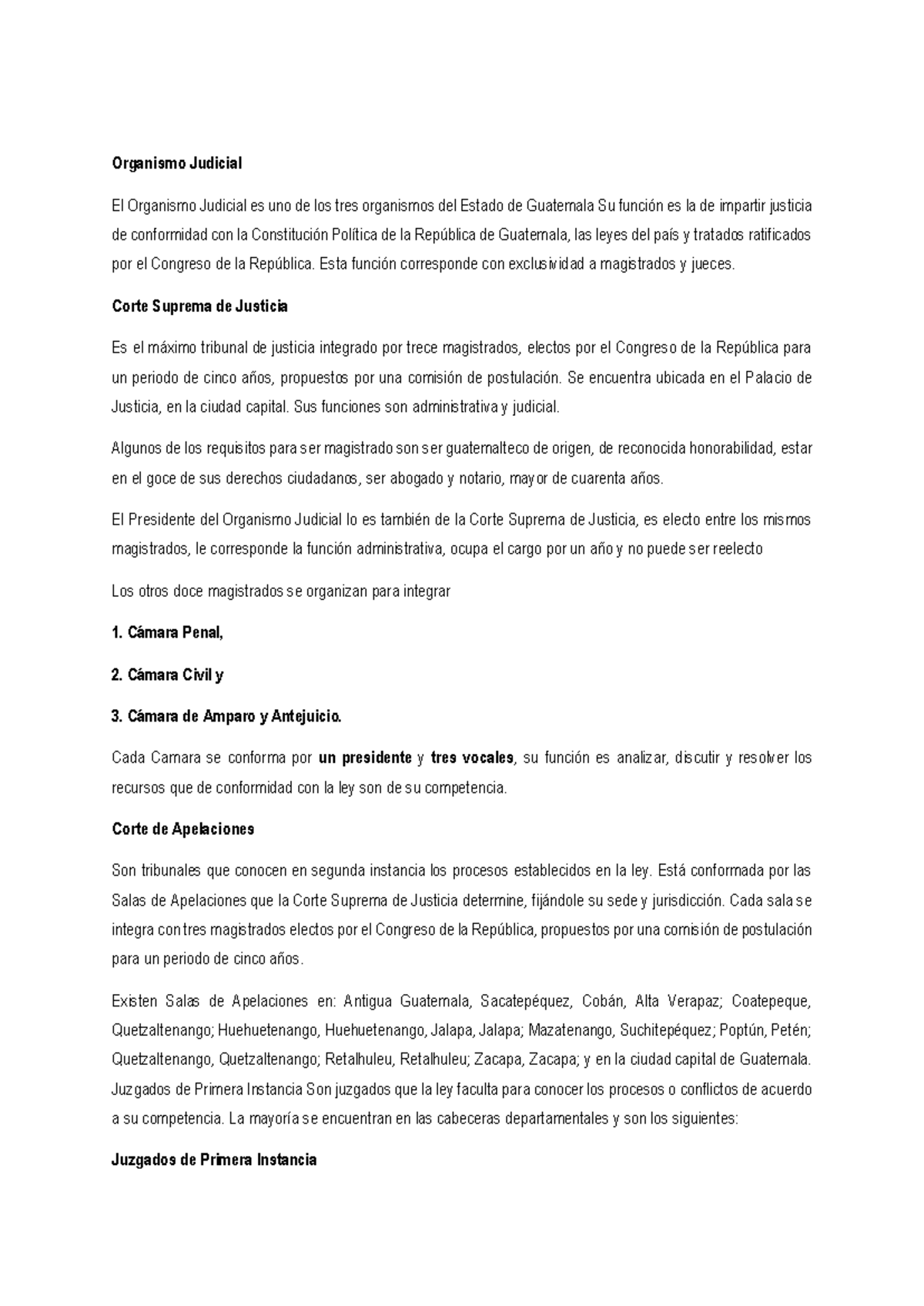 Estructura y Funciones del Organismo Judicial en Guatemala - Studocu