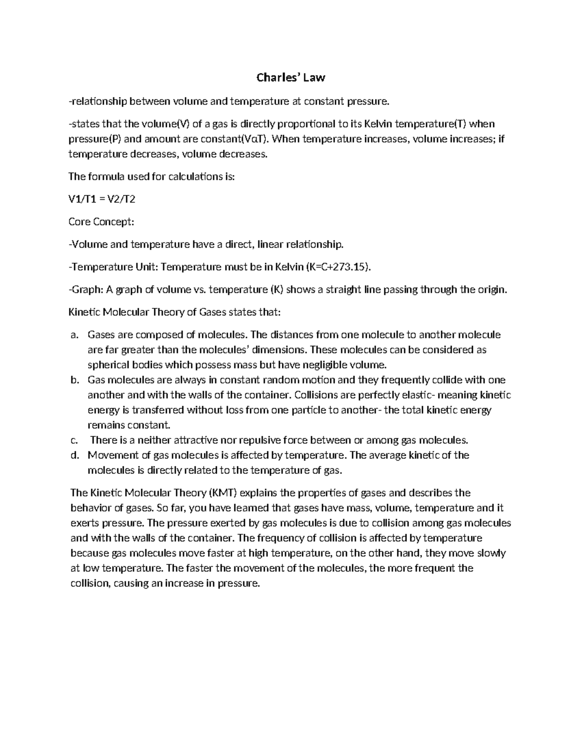 Charles' Law: Volume-Temperature Relationship at Constant Pressure ...