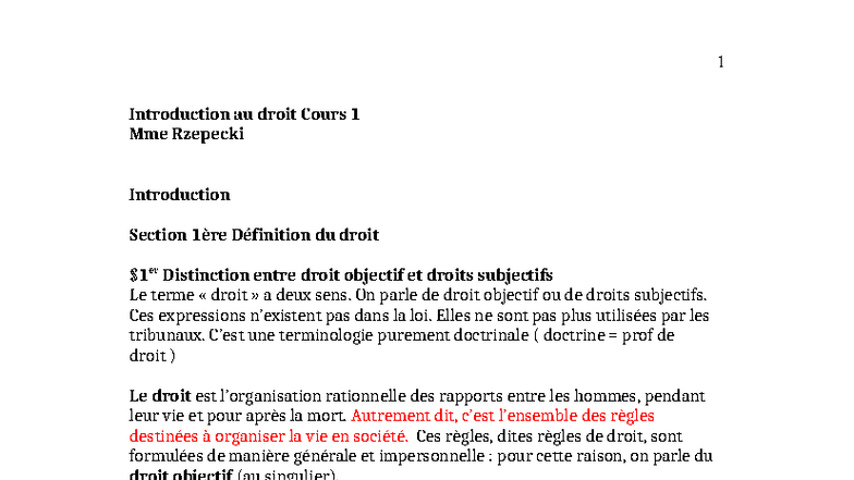 Introduction au Droit - Cours 1 : Concepts Fondamentaux et Distinctions ...