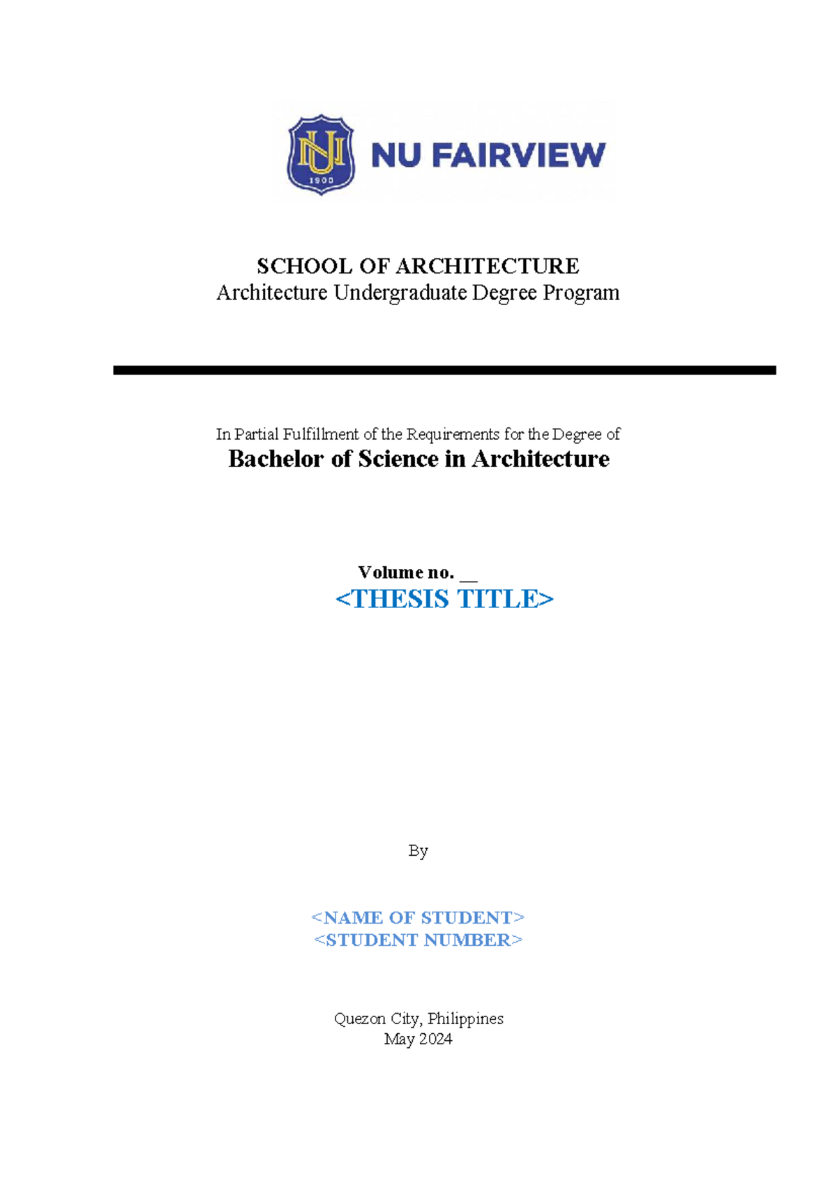 NUFV- Thesis Manuscript Format for Bachelor of Science in Architecture ...