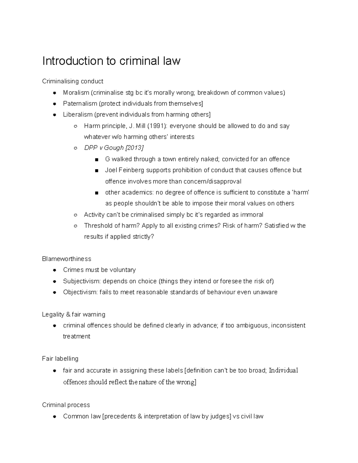 Crim 101: Intro to Criminal Law - Key Concepts & Theories - Studocu