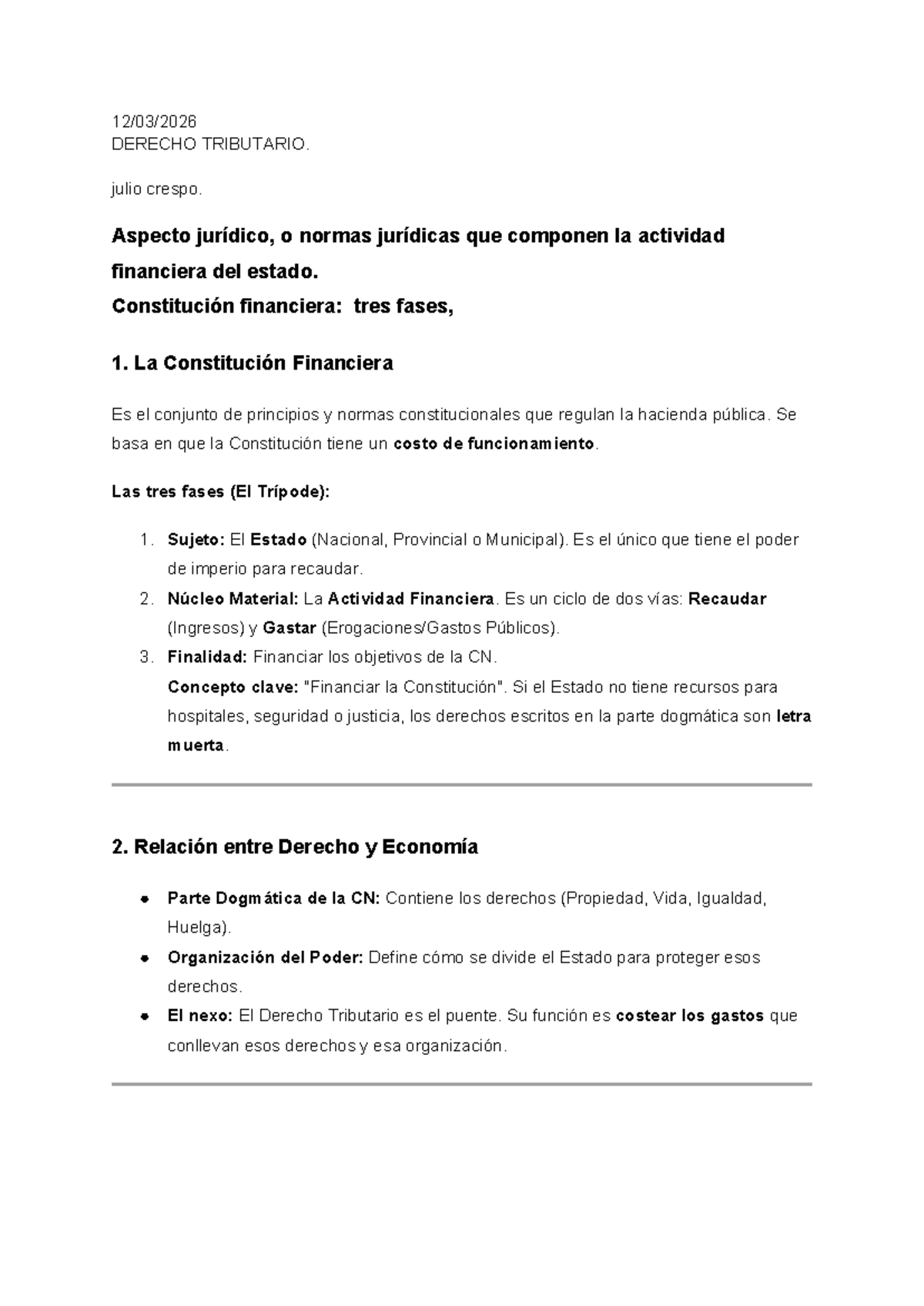 D - DERECHO TRIBUTARIO UBAA: Aspectos Clave y Recursos del Estado - Studocu
