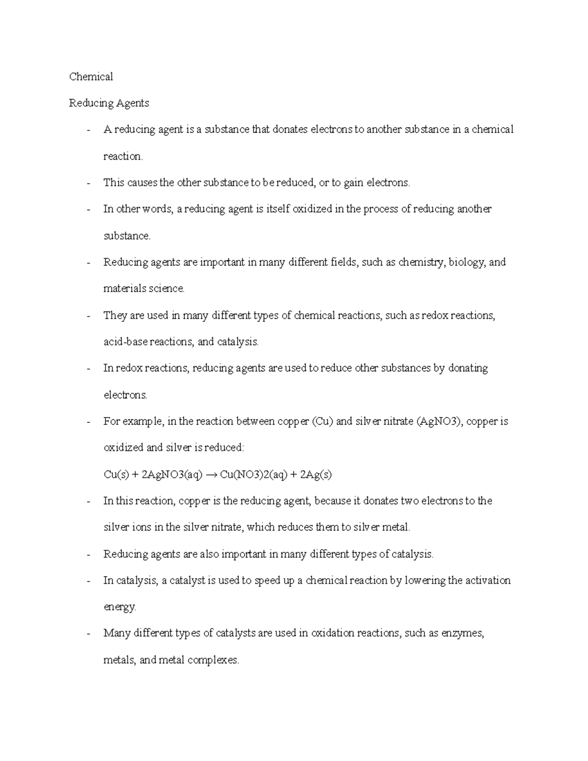 CHEM 101: Understanding Chemical Reducing Agents and Their Reactions ...