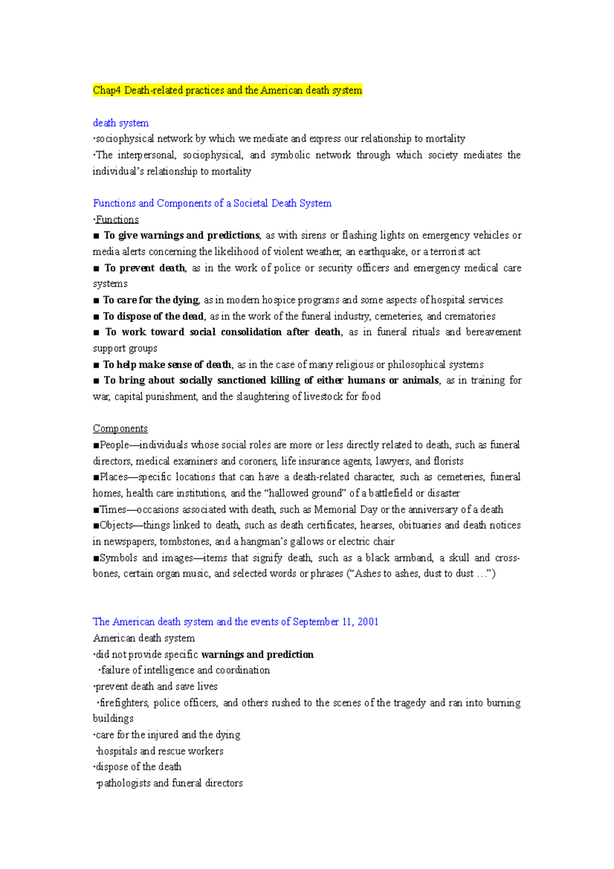Chap4 Death Practices and the American Death System - Textbook Notes ...