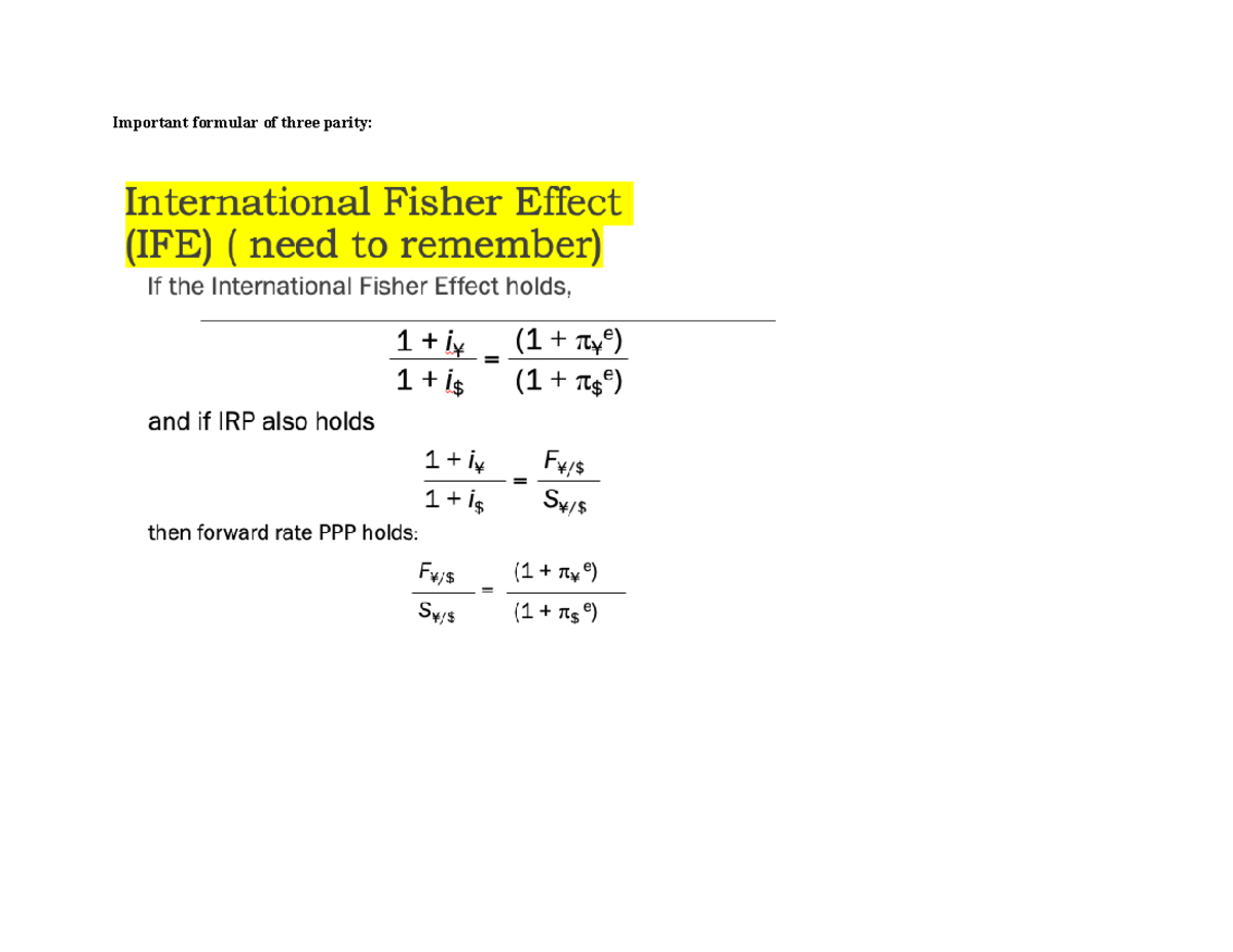 Exercises on Parity and Interest Rates - FIN 206 - Studocu