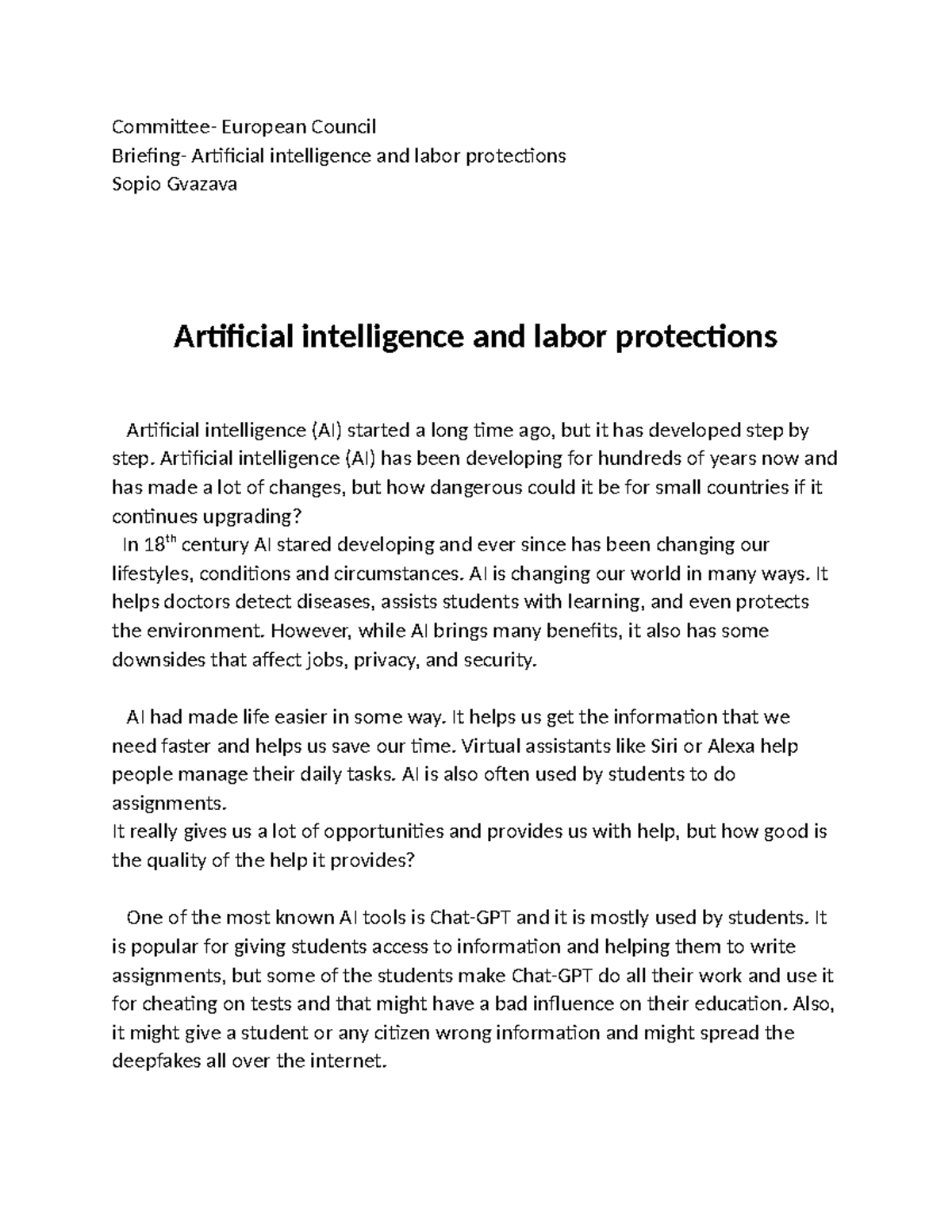 Artificial intelligence and labor protections - Artificial intelligence ...