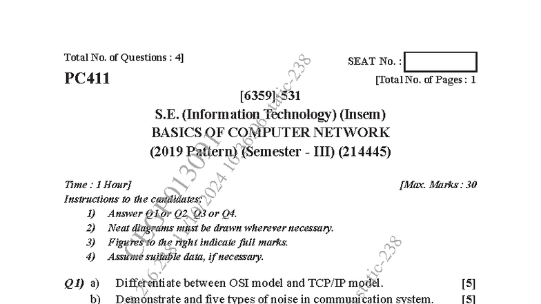 PC411: Basics of Computer Network - Insem Exam Guide (2019 Pattern ...