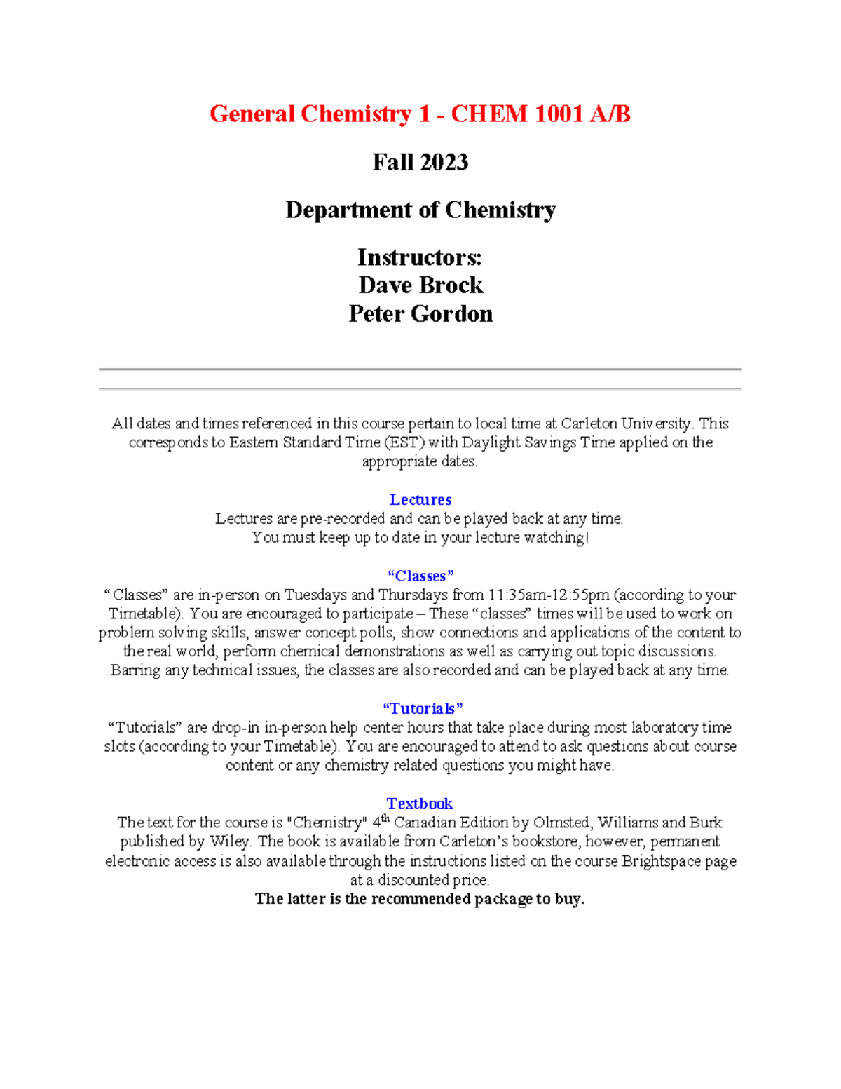 Chem 1001 outline and syllabus 2023 ver 3 - General Chemistry 1 - CHEM ...