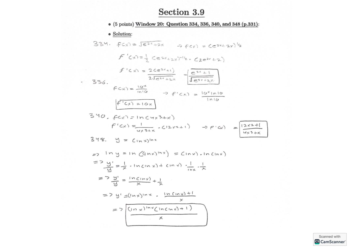 Math 20: Solutions for Questions 334, 336, 340, and 348 - Studocu