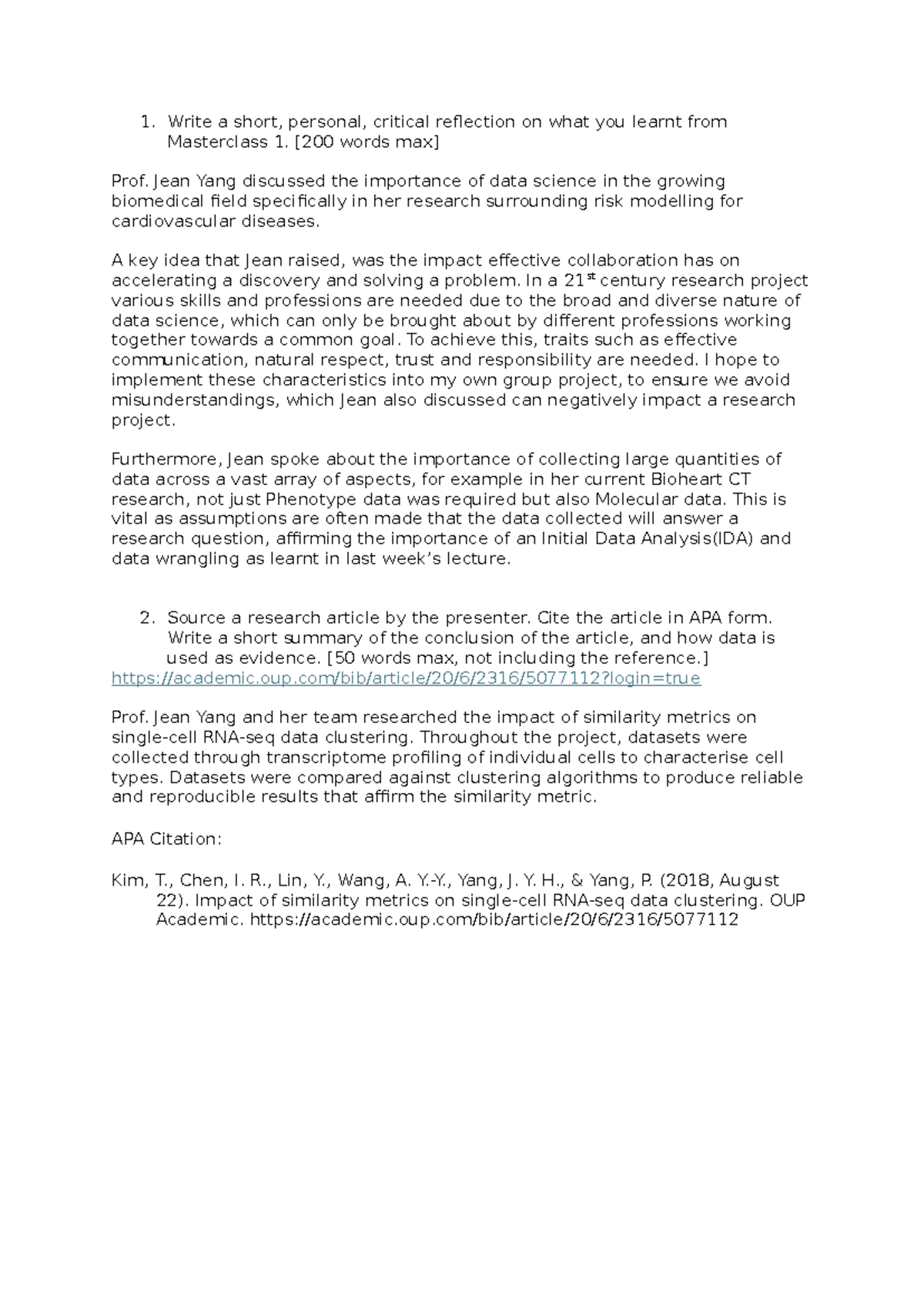 Masterclass #1 Reflection: Insights on Data Science in Biomedicine ...