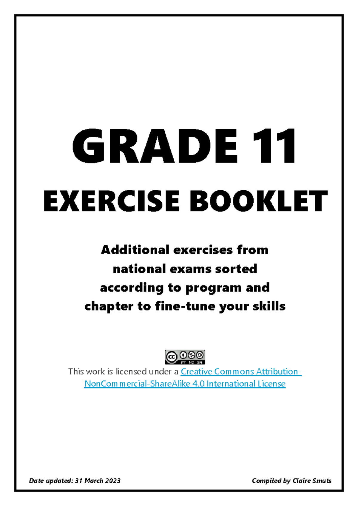 GRADE 11 EXERCISE BOOKLET: National Exam Practice by Chapter - Studocu