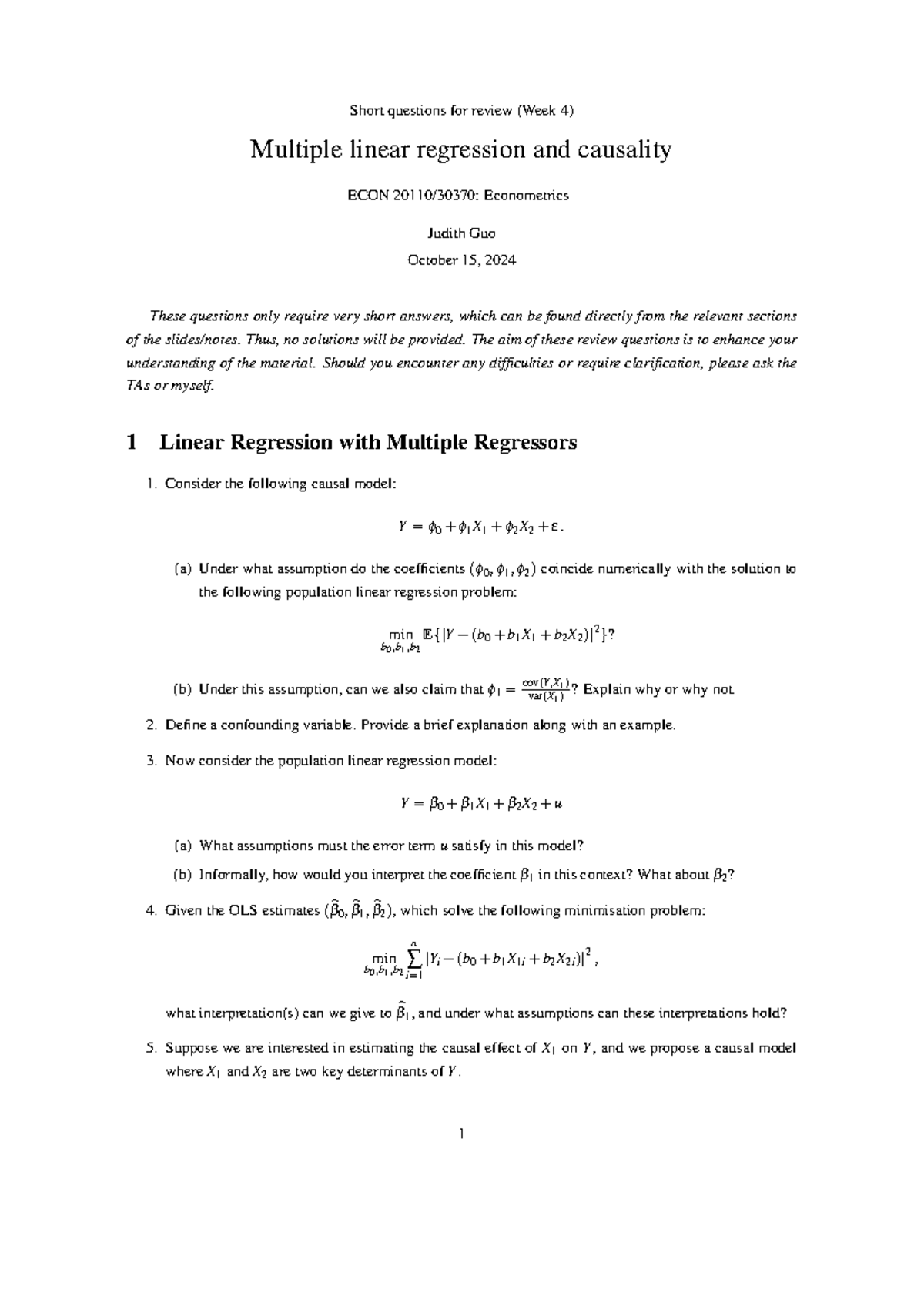 Review Questions W4 - Short questions for review (Week 4) Multiple ...