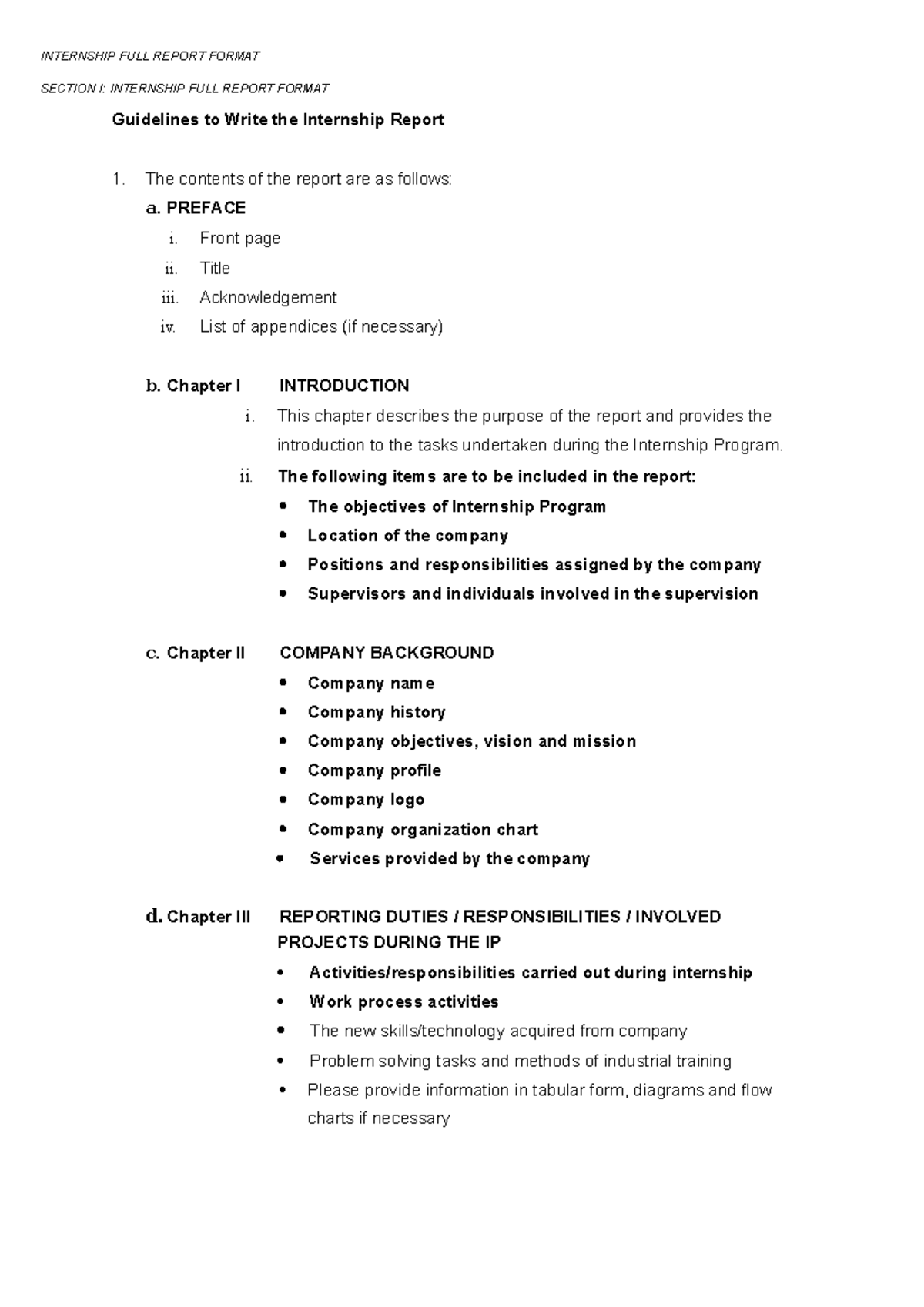 Guidelines for Writing an Internship Full Report (Internship) - Studocu