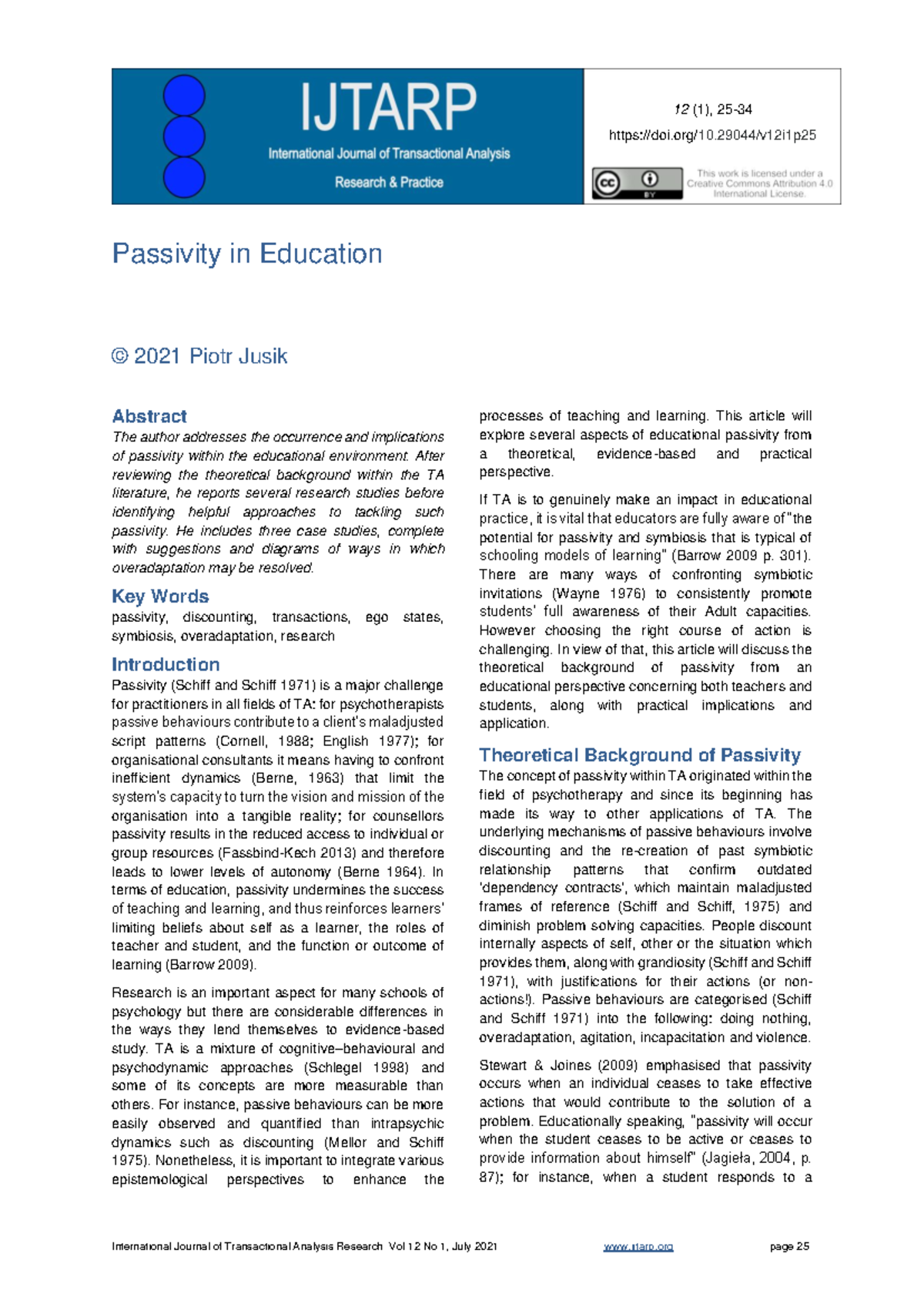 TA 12(1) - Addressing Passivity in Education: Insights and Strategies ...