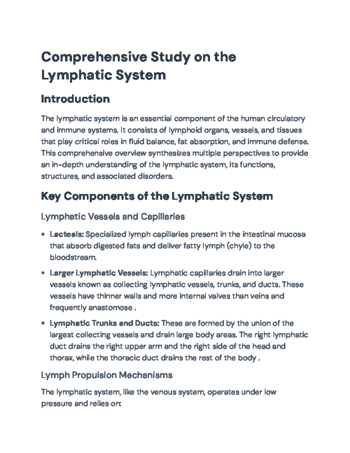Comprehensive Overview of the Lymphatic System - BIOL 101 Final Exam ...