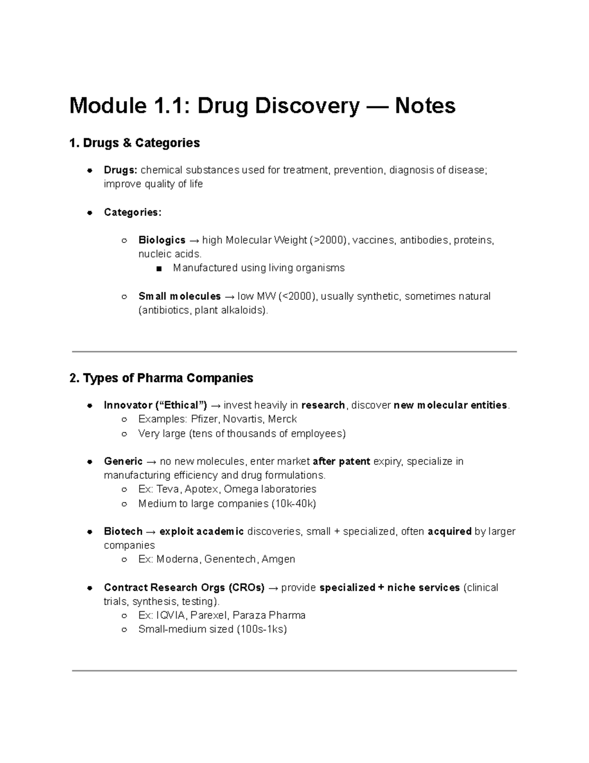 BPS 2110 - Midterm Notes on Drug Discovery and Development - Studocu