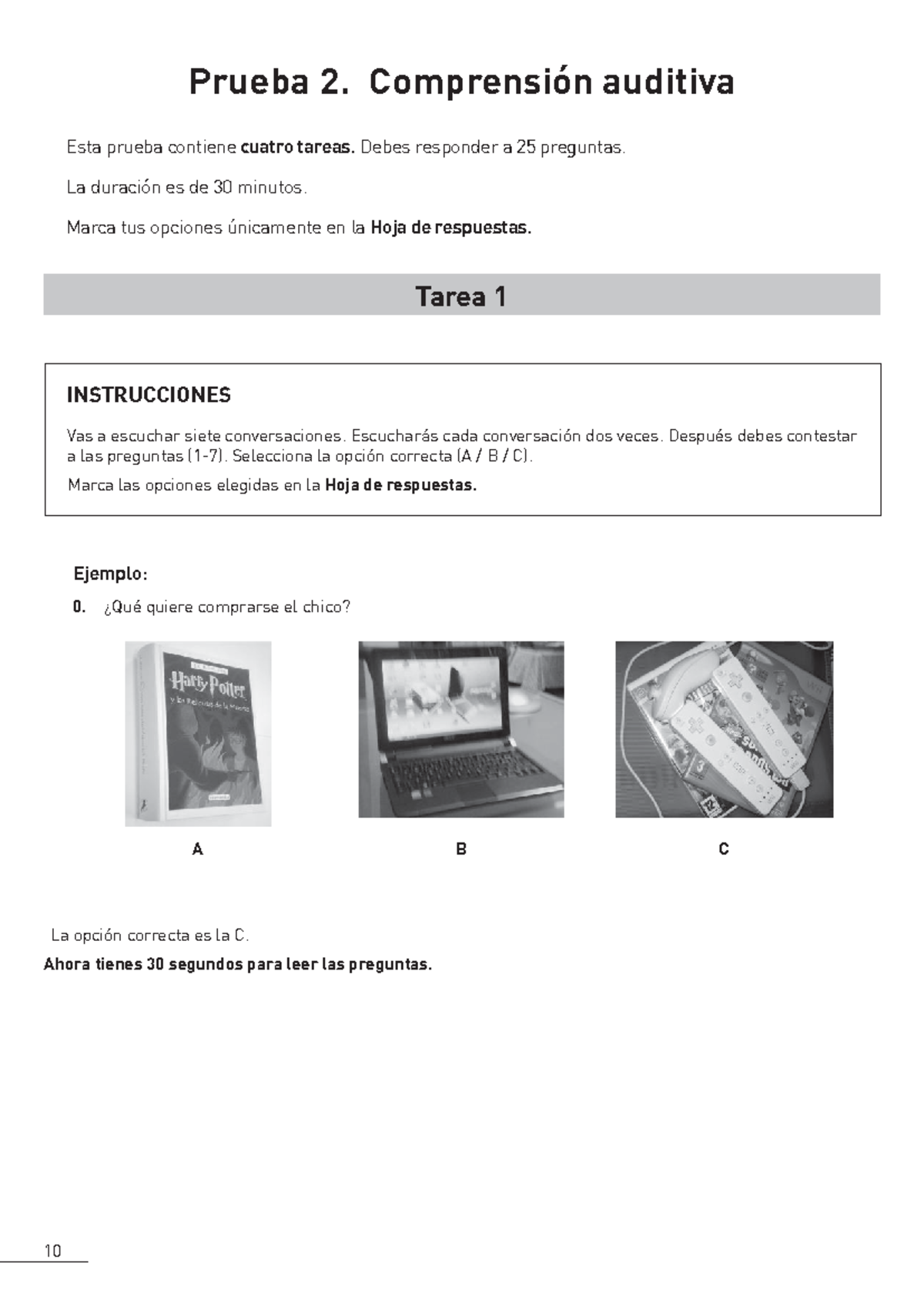 DELE A2/B1 - Tarea 1: Prueba de Comprensión Auditiva - Studocu