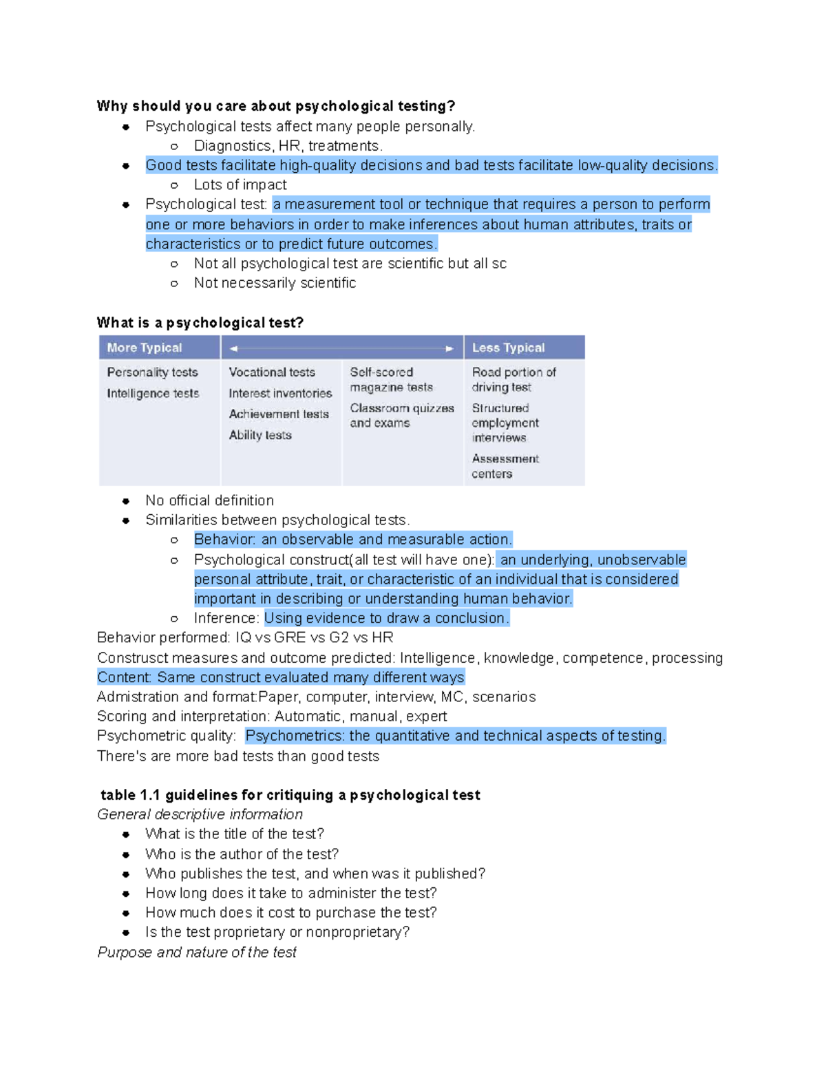 Psychological Testing Insights: Importance and Evaluation (PSY 101 ...