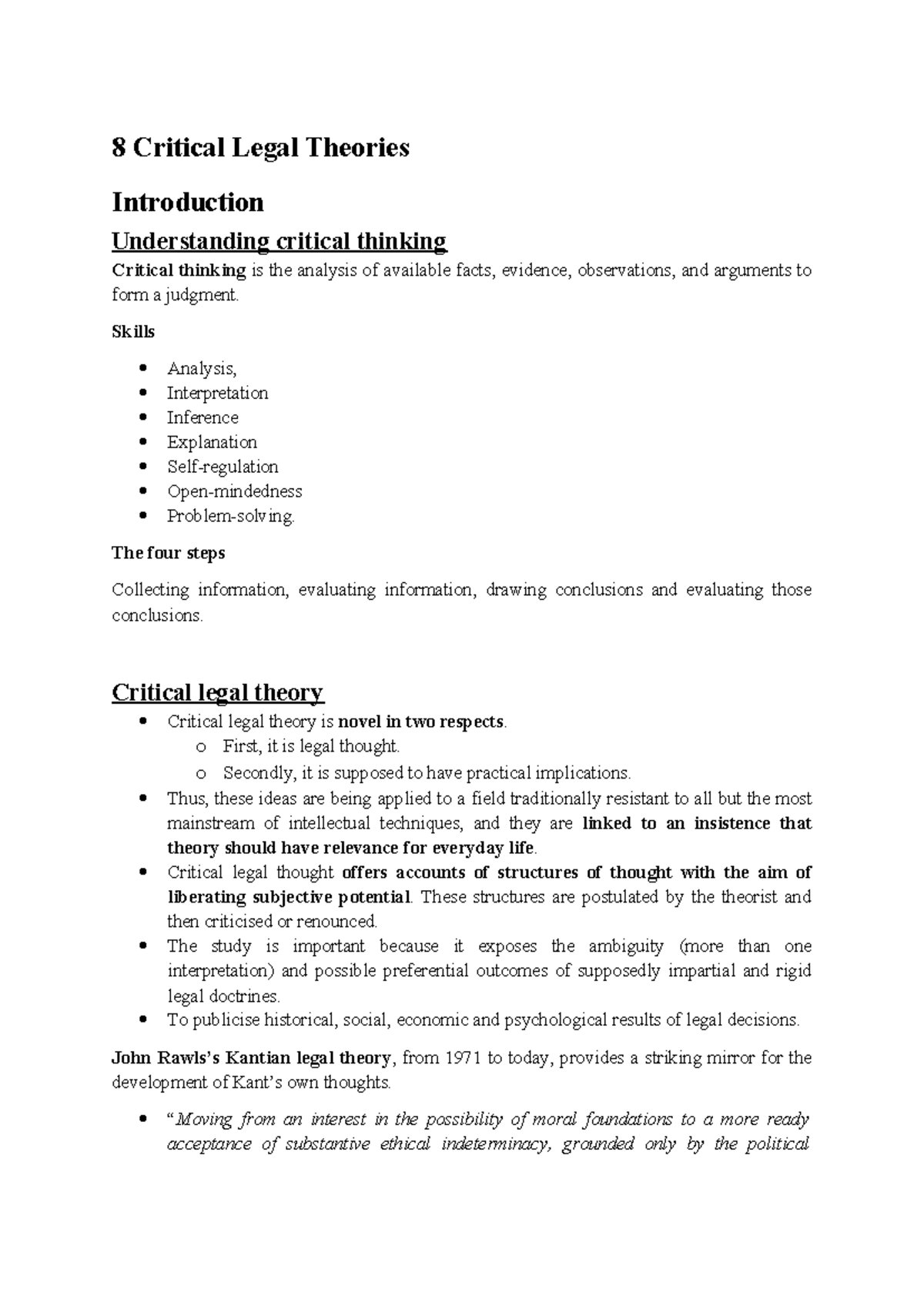 Chapter 8 - Critical Legal Theories: An In-Depth Analysis - Studocu