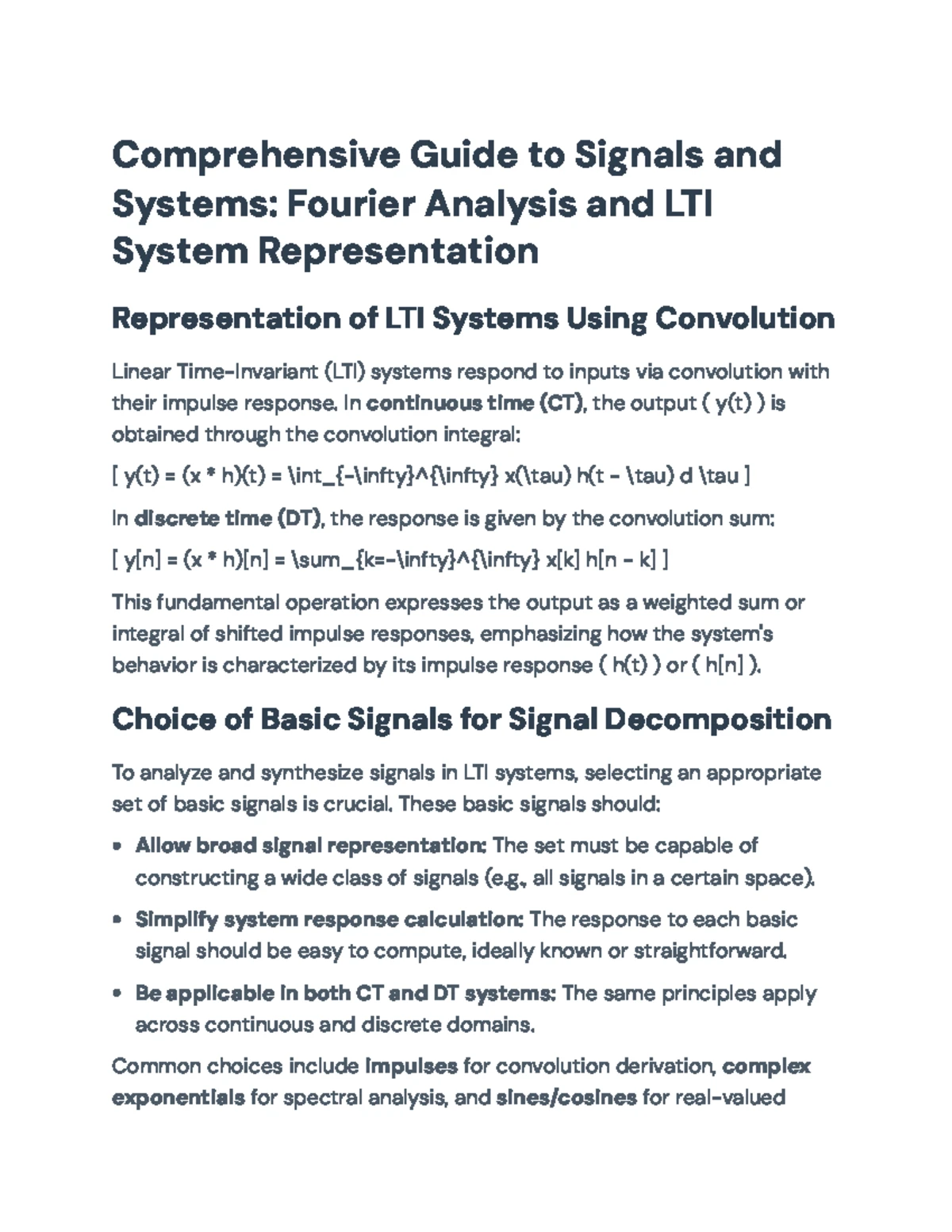 Comprehensive Guide to LTI Systems and Fourier Analysis (EE 101) - Studocu