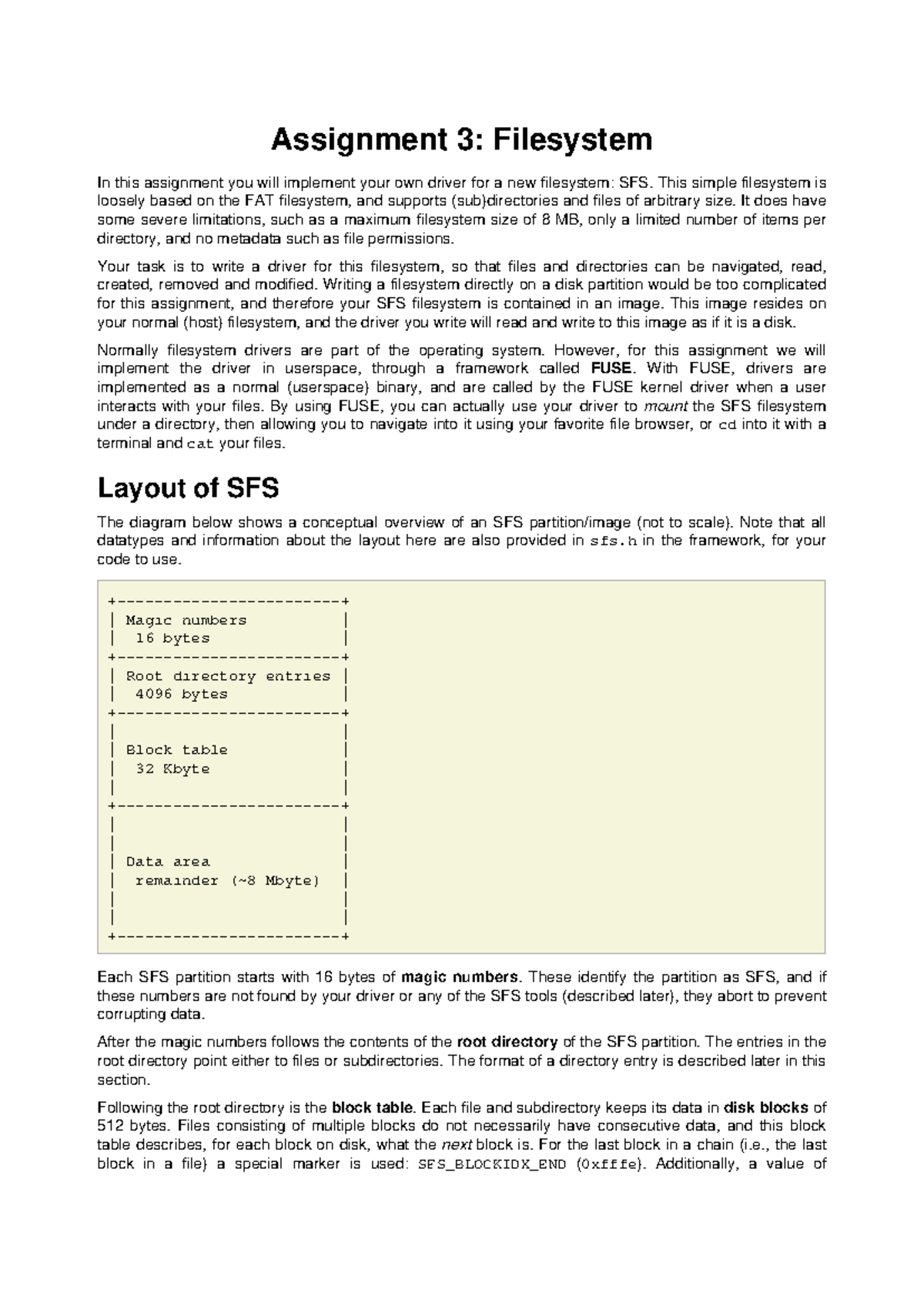 SFS Filesystem Driver Implementation - Assignment 3 Overview - Studocu