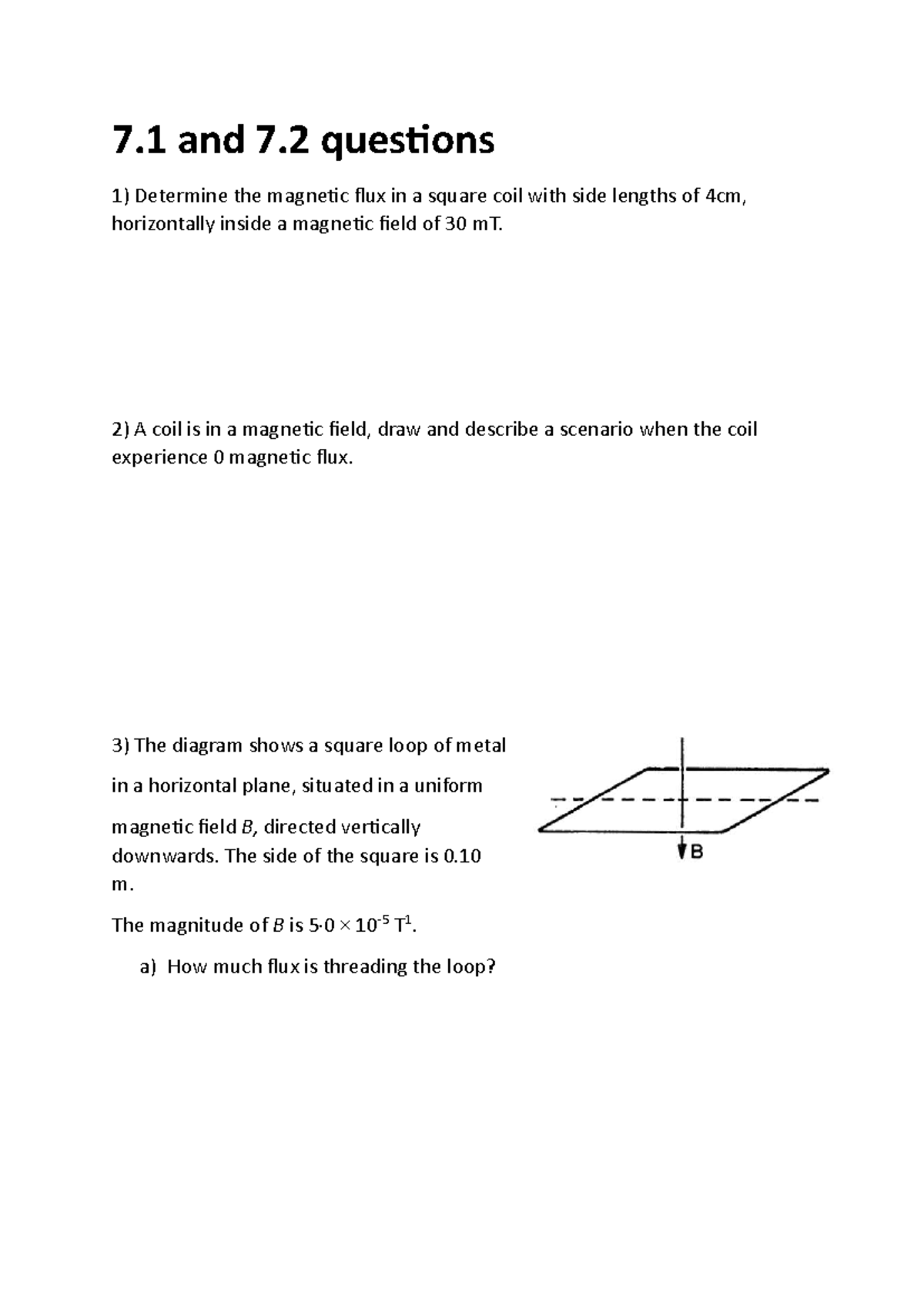 7.1 - 7.2 Magnetic Flux and EMF Questions for Physics Study - Studocu