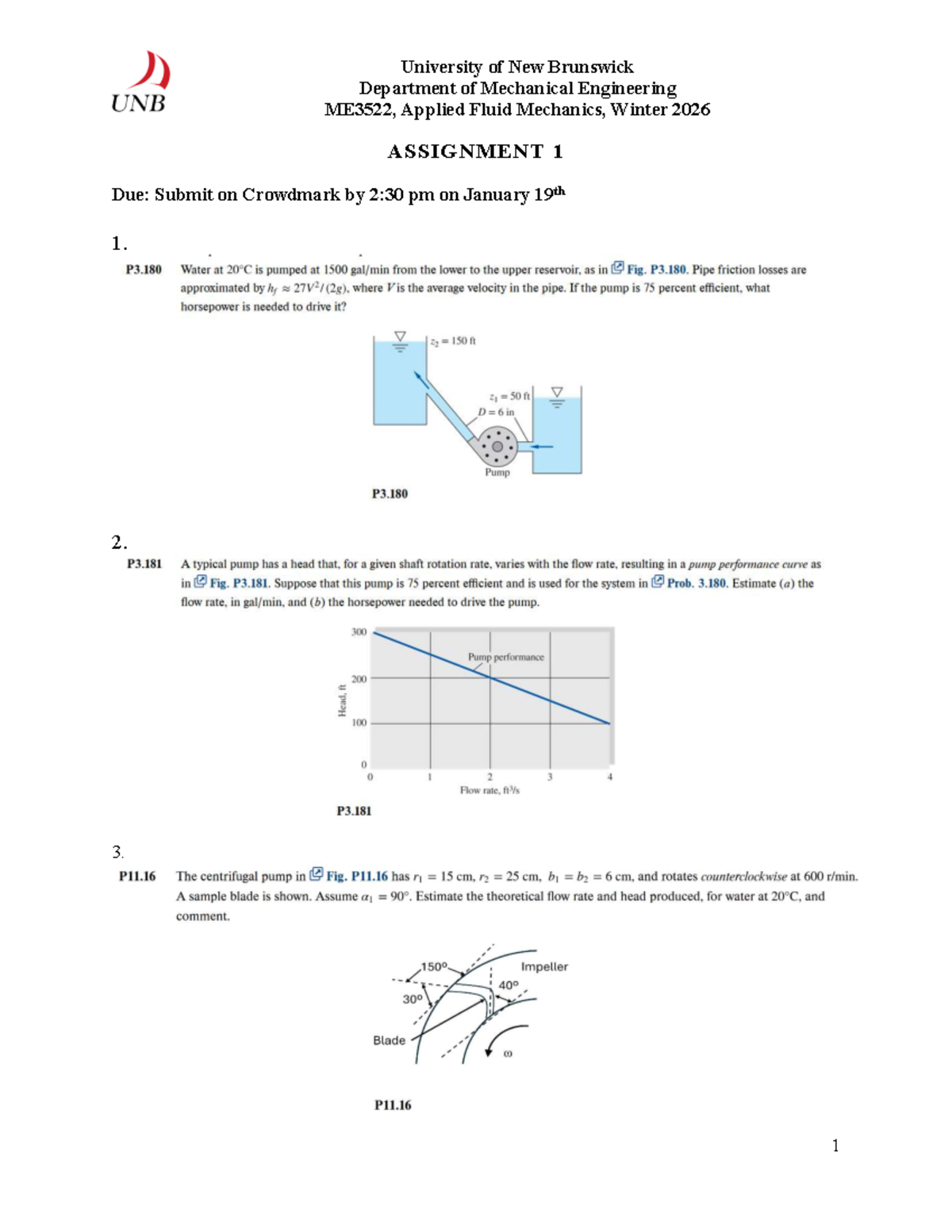 ME3522 Applied Fluid Mechanics Winter 2026 Assignment 1 Analysis - Studocu