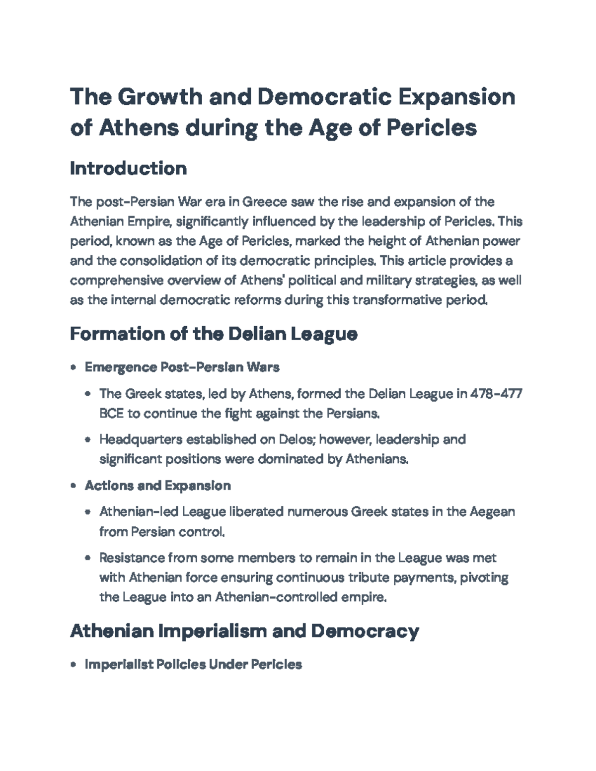 The Growth and Democratic Expansion of Athens in the Age of Pericles ...