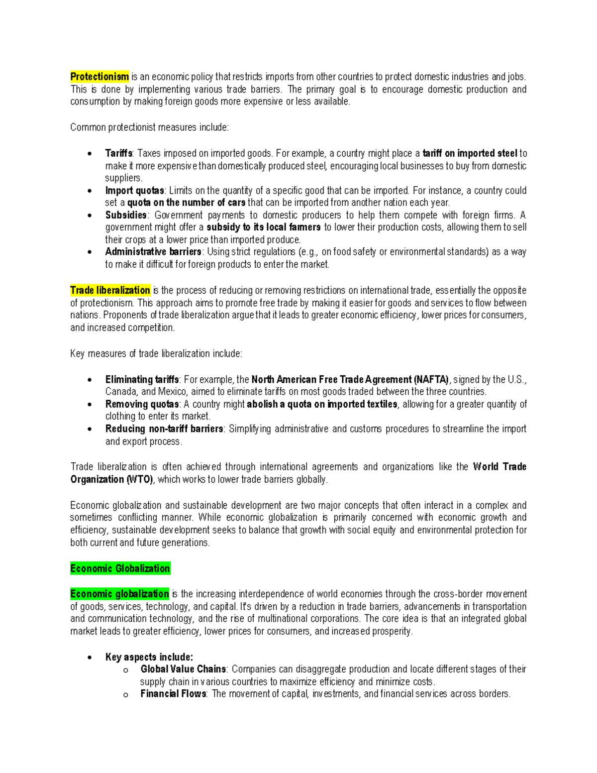 Contemporary Global Economy: Protectionism vs. Trade Liberalization ...