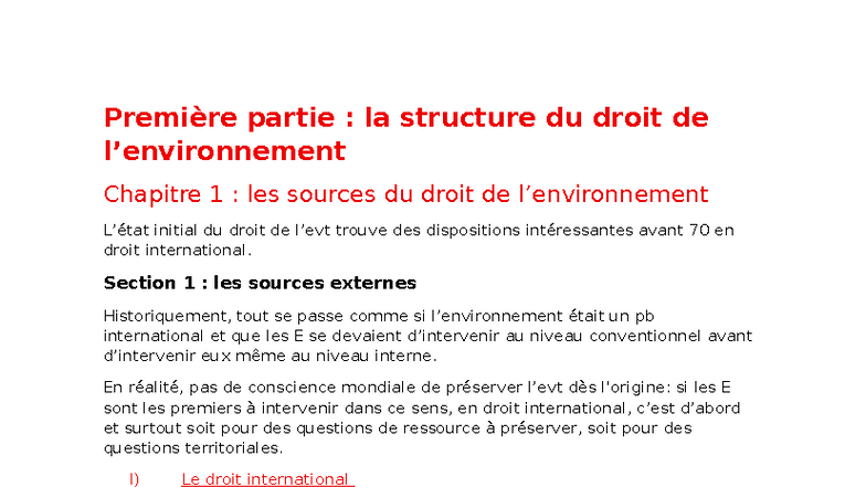 Partie 1 : Chapitre 1 - Les Sources du Droit International - Studocu