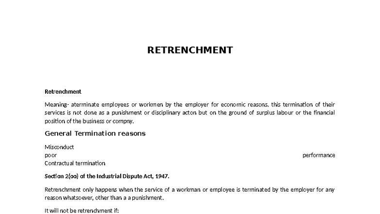 Retrenchment Guidelines: Understanding Employee Termination (IND 101 ...