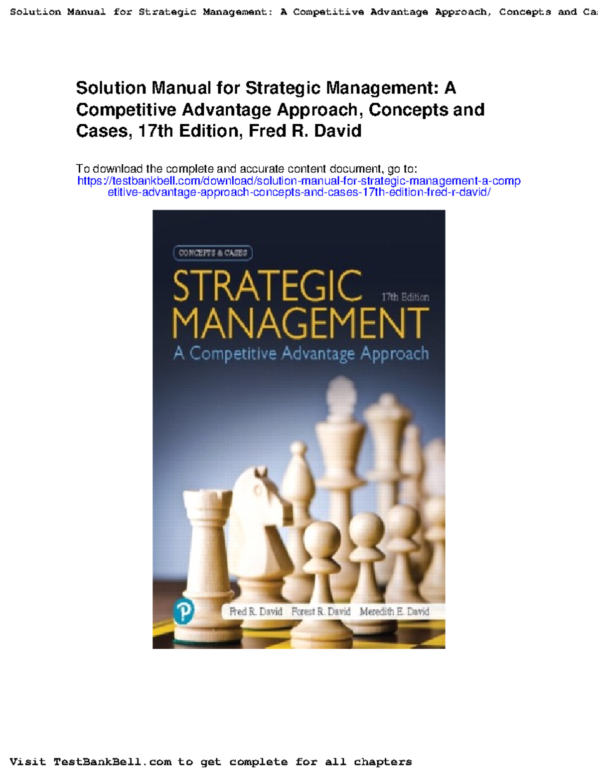 Solution Manual for Strategic Management (684806403): Chapter 8 ...
