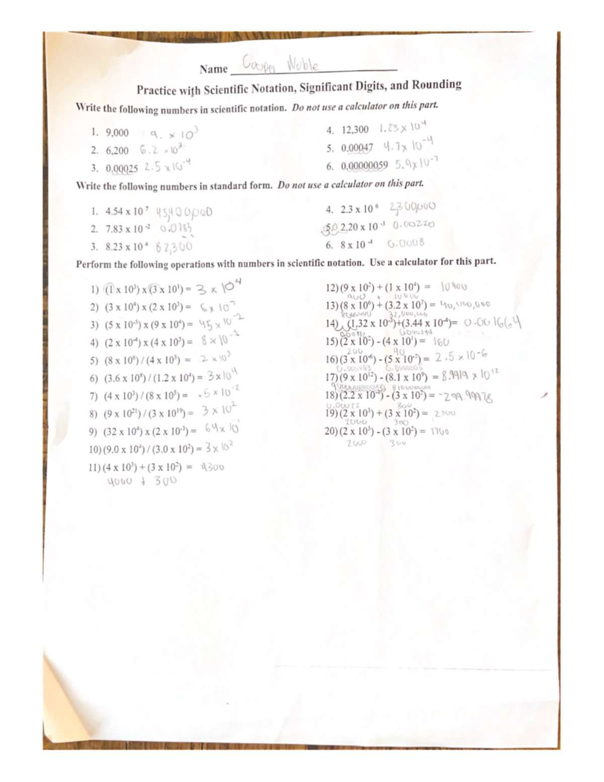 Practice Exercises on Scientific Notation, Sig Digits & Rounding - Studocu