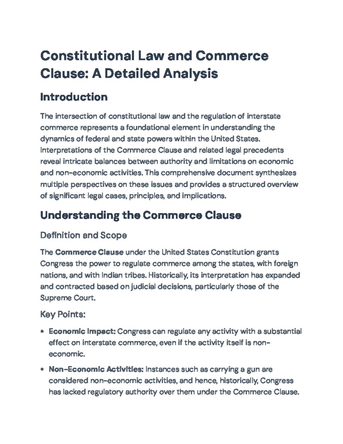 Constitutional Law and Commerce Clause: A Comprehensive Overview ...