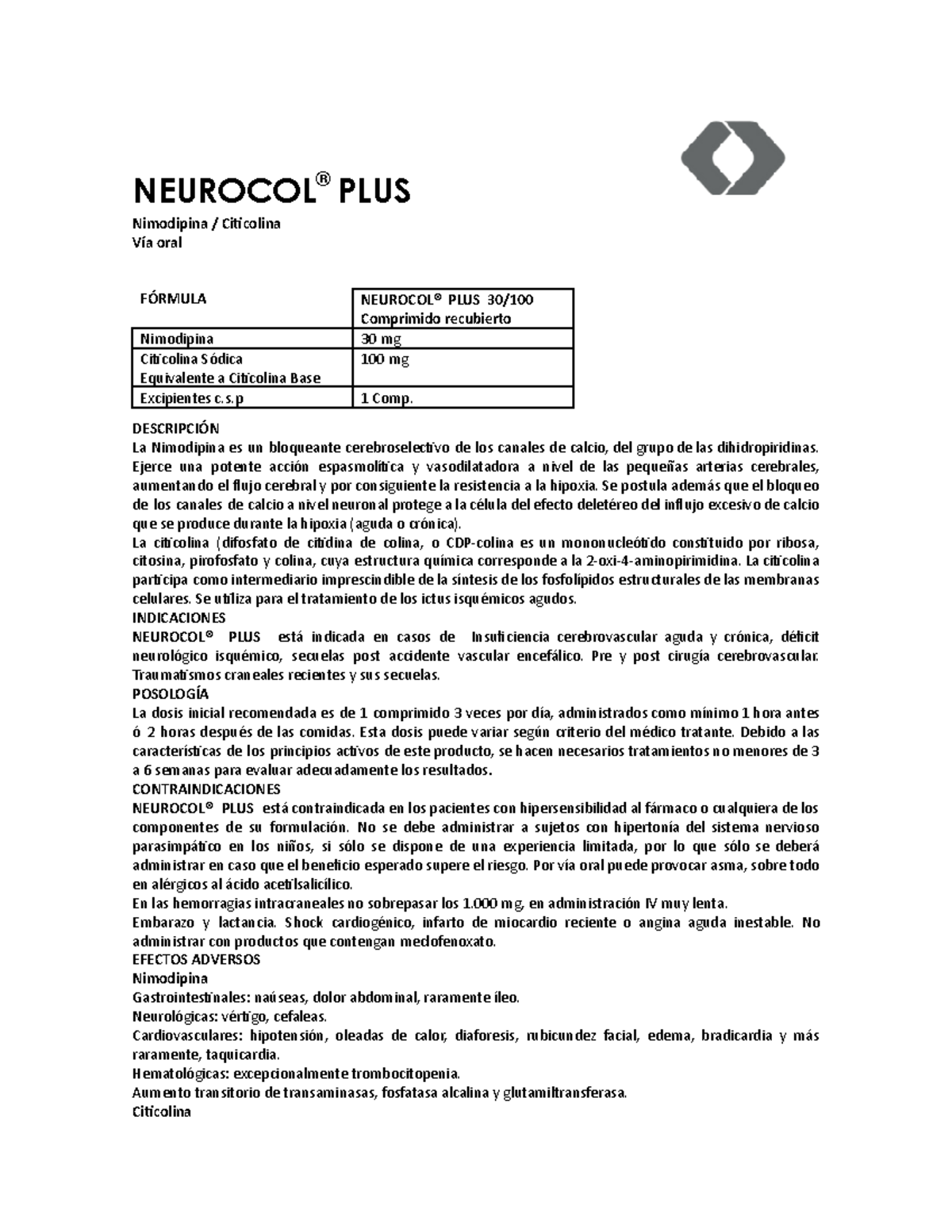 NEUROCOL® PLUS - Información Sobre Composición y Uso Médico - Studocu