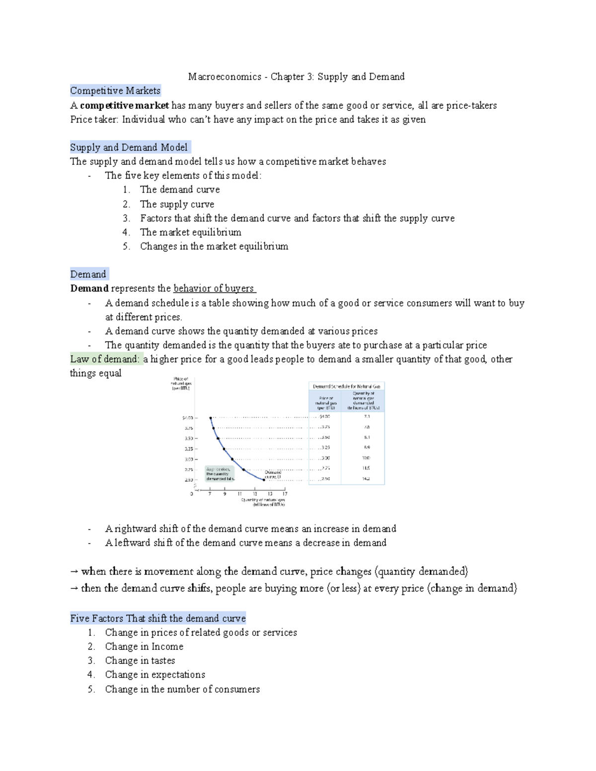 Econ 201 - Chapter 3: Supply and Demand in Competitive Markets - Studocu