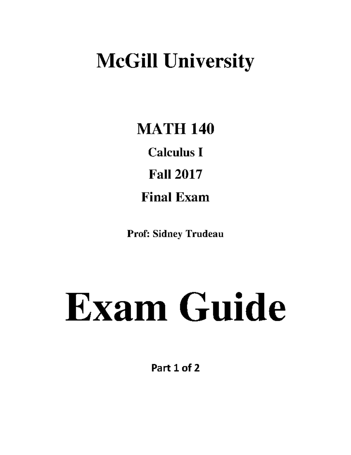 MATH140 - Calculus I Final Exam Part 1 Lecture Notes - Studocu