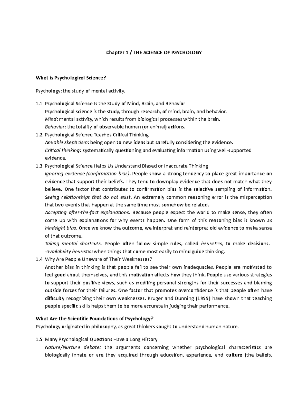 PSY 101: Week 1 - Introduction to Psychological Science and Methods ...