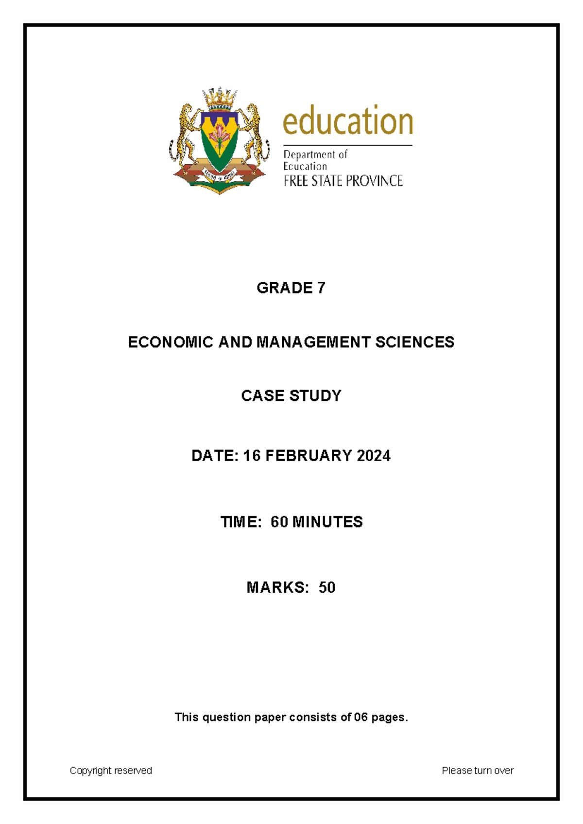 Grade 7 EMS Case Study Notes - February 2024 Exam Prep - Studocu