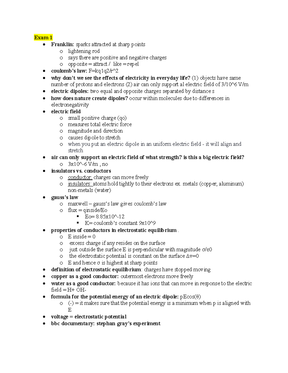 Physics 220 Final Exam Study Outline: Key Concepts and Review - Studocu