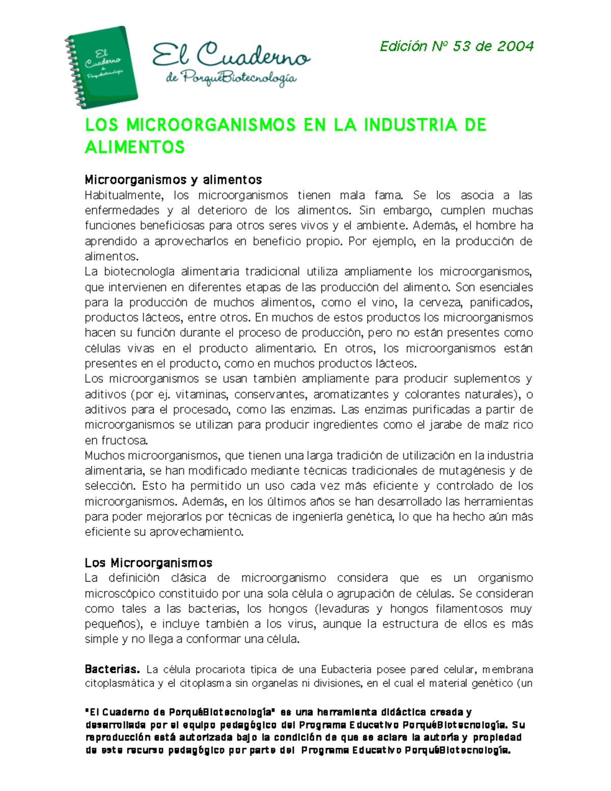 Beneficios de los Microorganismos en la Producción de Alimentos - Studocu