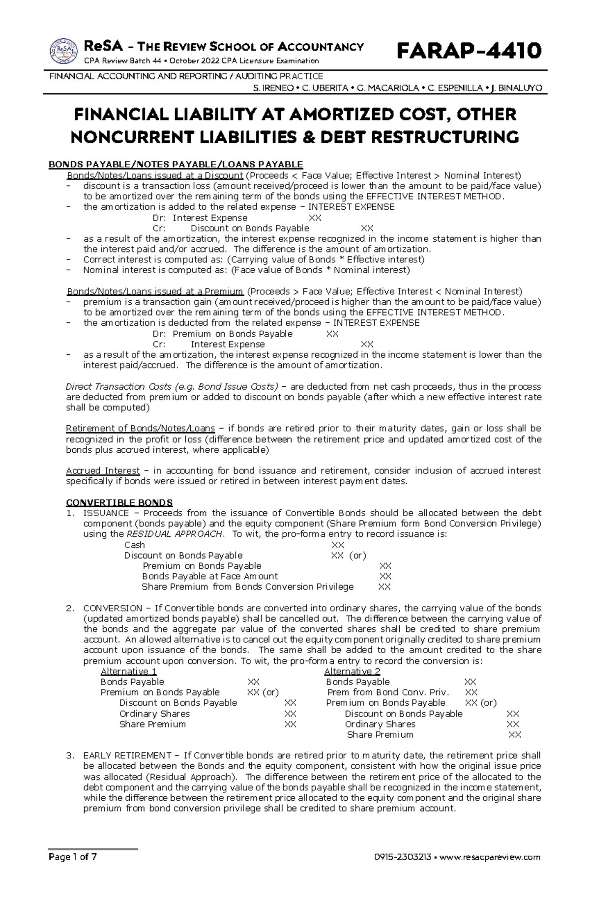 Farap-4410-Financial Liabilities at Amortized Cost & Debt Restructuring ...