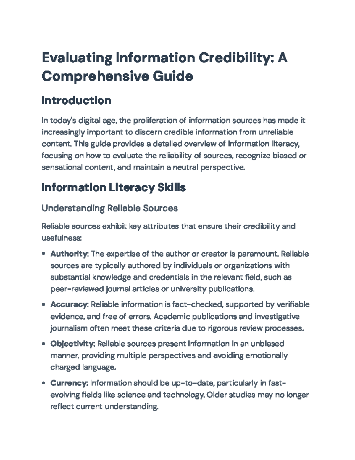 Evaluating Information Credibility: A Comprehensive Guide for Students ...