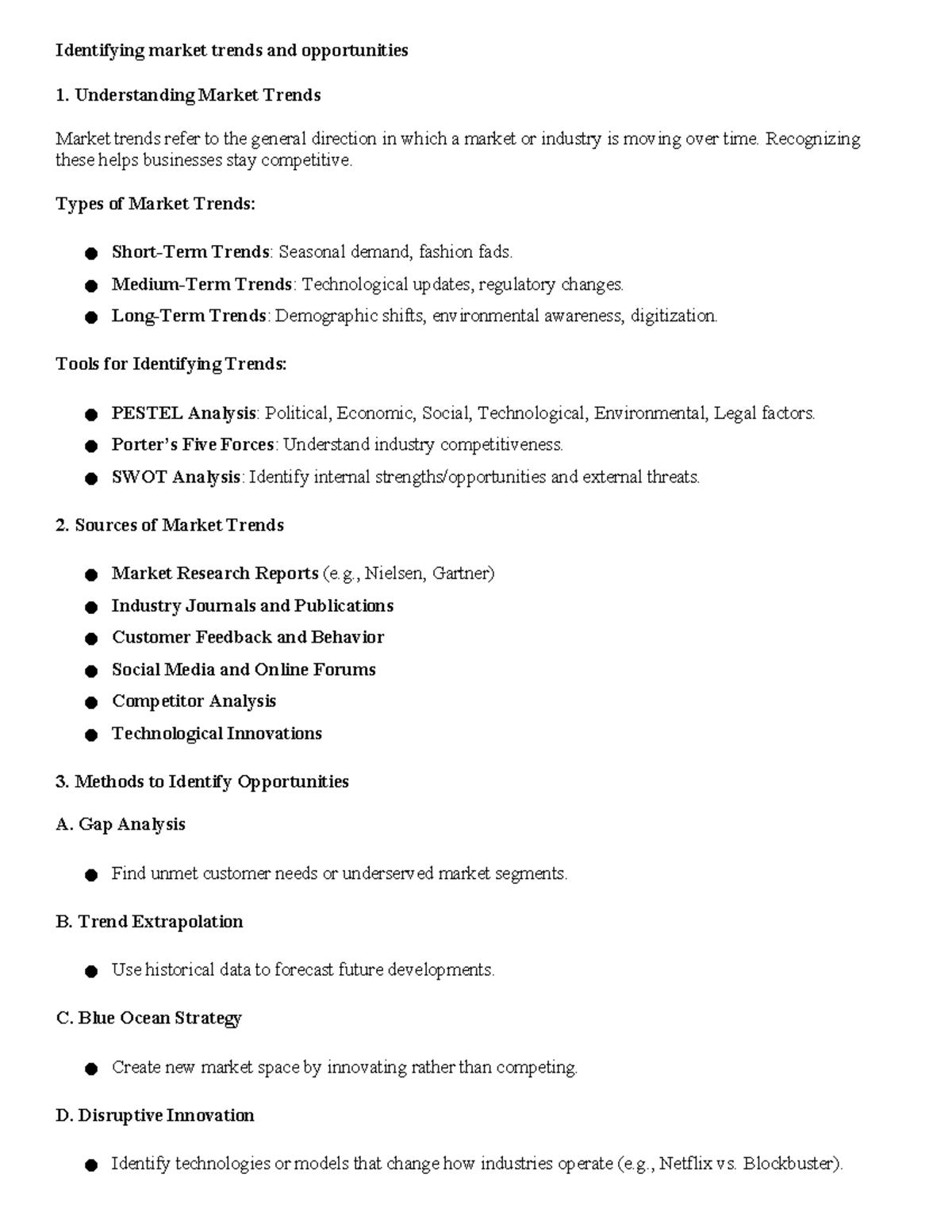 Identifying Market Trends and Opportunities: Unit Notes (MM) - Studocu