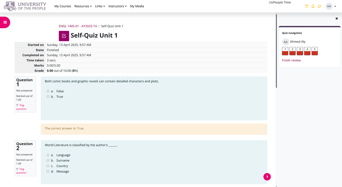 Self-Quiz Review: Unit 1 - AA ENGL Course - Studocu