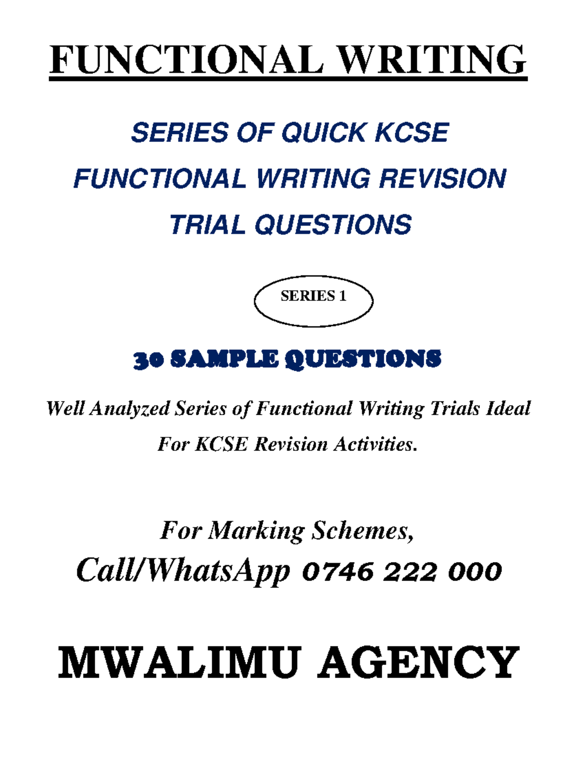 KCSE Functional Writing - Revision Notes and Sample Questions - Studocu