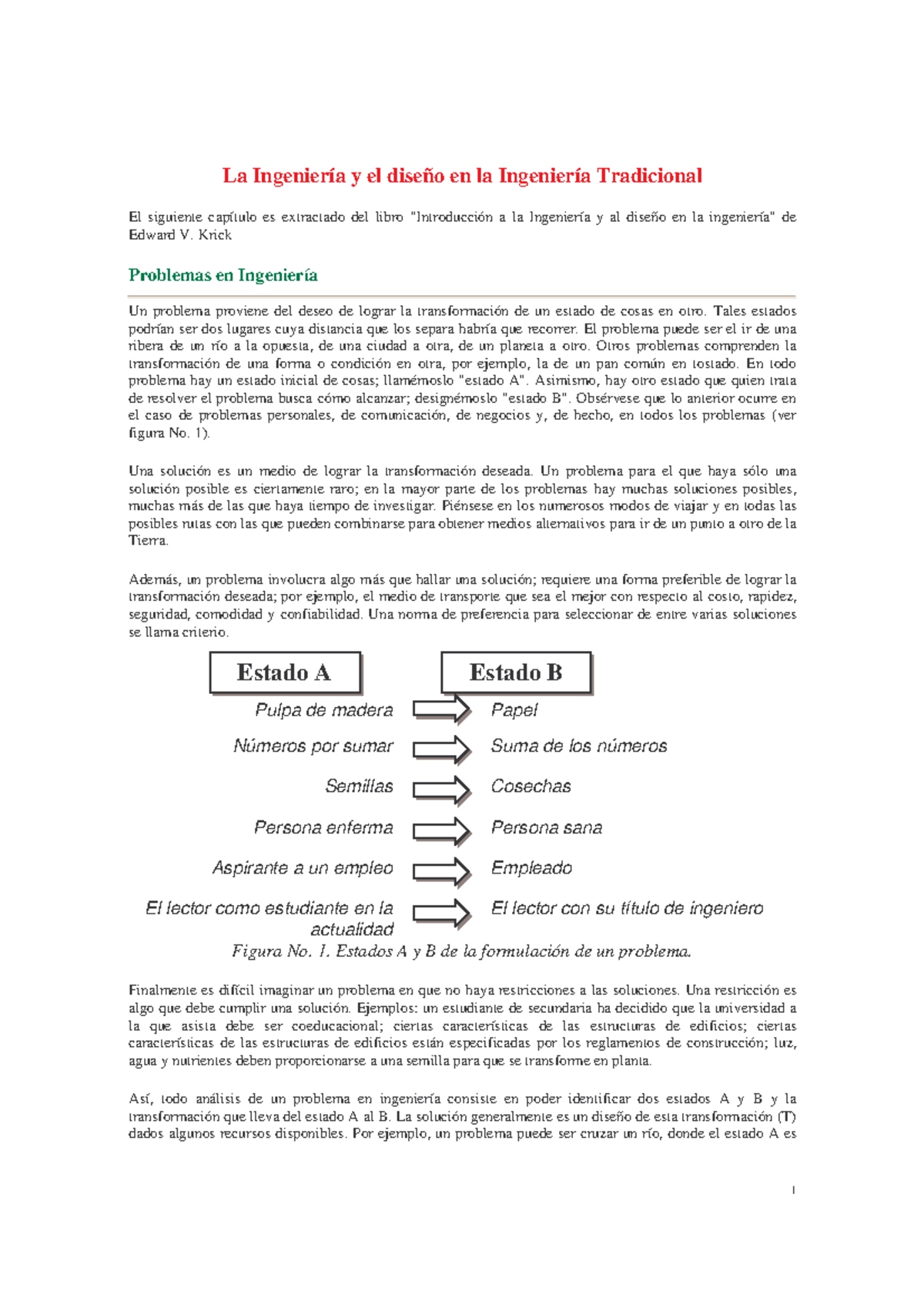 Resumen de "La Ingeniería y el Diseño" en el texto de Krick - Document Preview